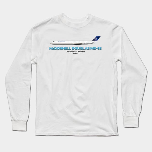 McDonnell Douglas MD-83 - Continental Airlines Long Sleeve T-Shirt by TheArtofFlying